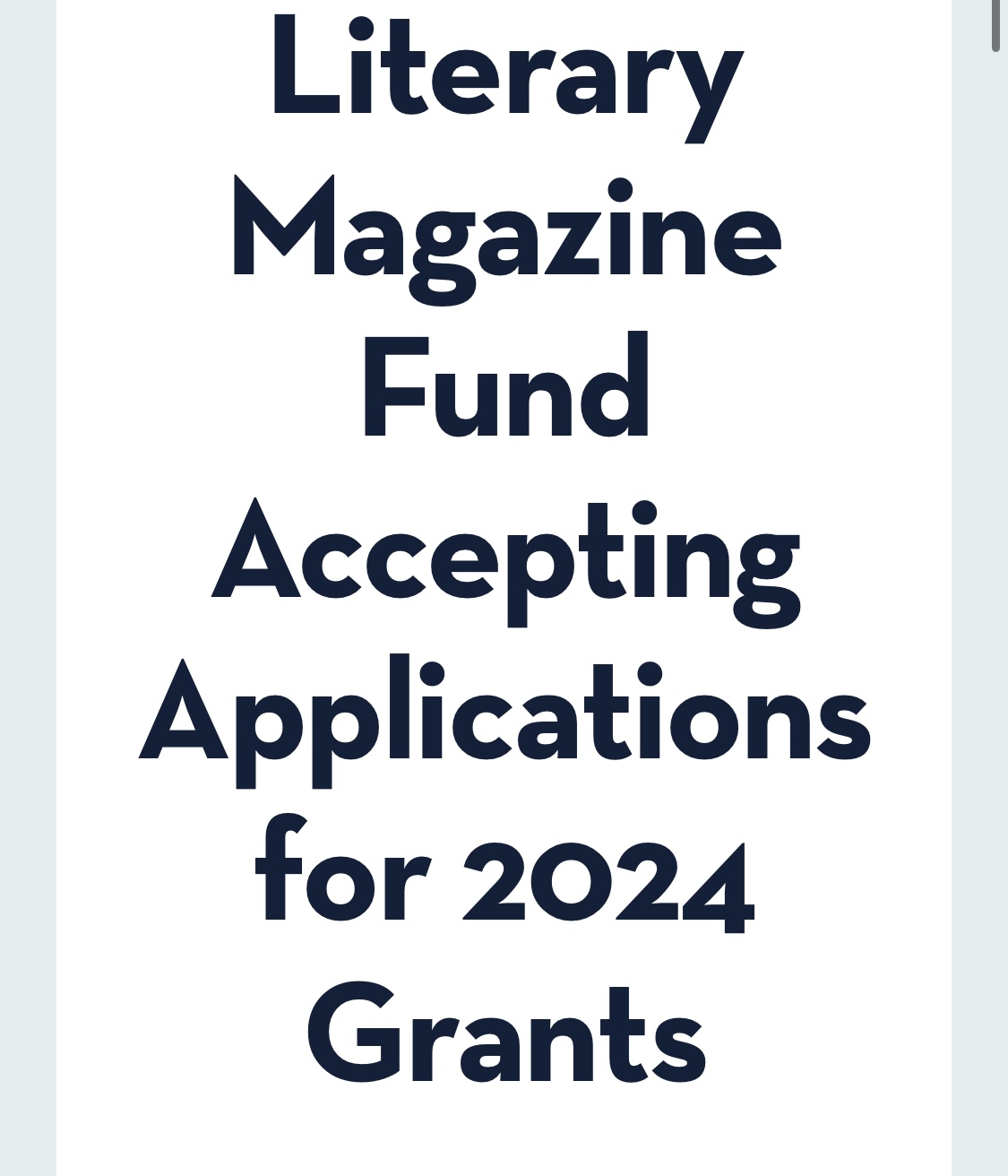 Literary Magazine Fund Accepting Applications for 2024/ How to Apply