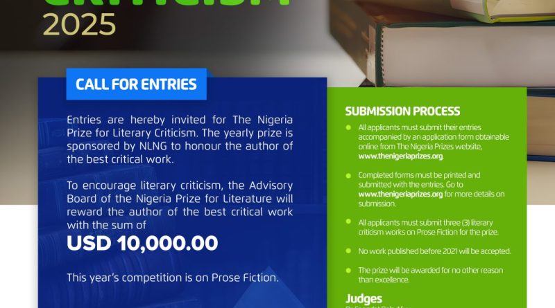 The Nigeria Prize for literary criticism, application process flyer.